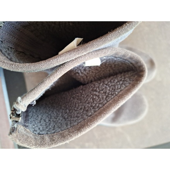 Lands' Ends 93160 Winter Boots Womens Size 7 Mid Calf Zip Gray Suede And Fleece - Picture 11 of 12